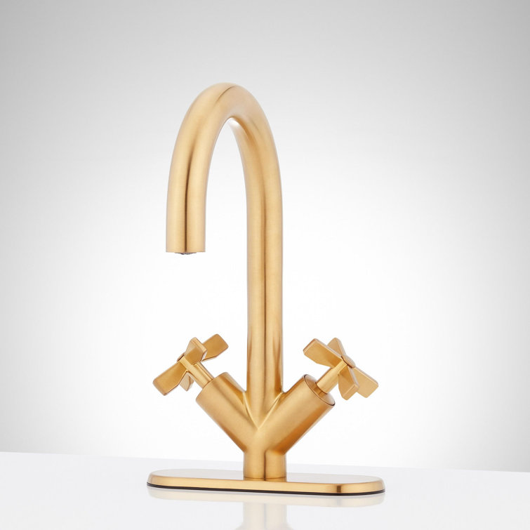 Brushed Gold High Arc Single Hole Bathroom Faucet