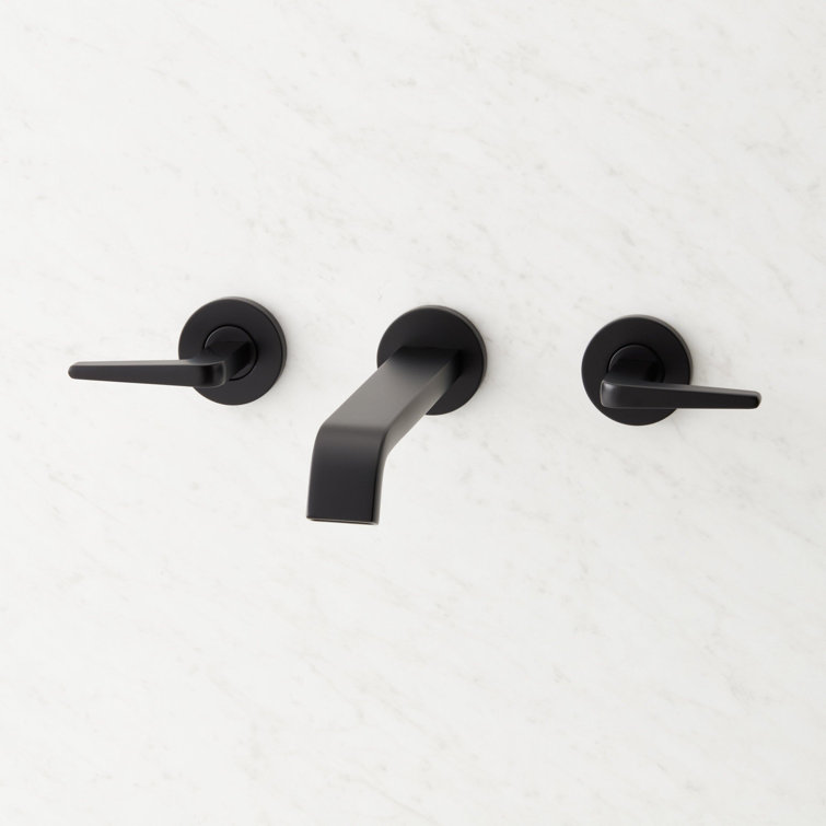 Matte Black Wall Mounted Widespread Bathroom Faucet
