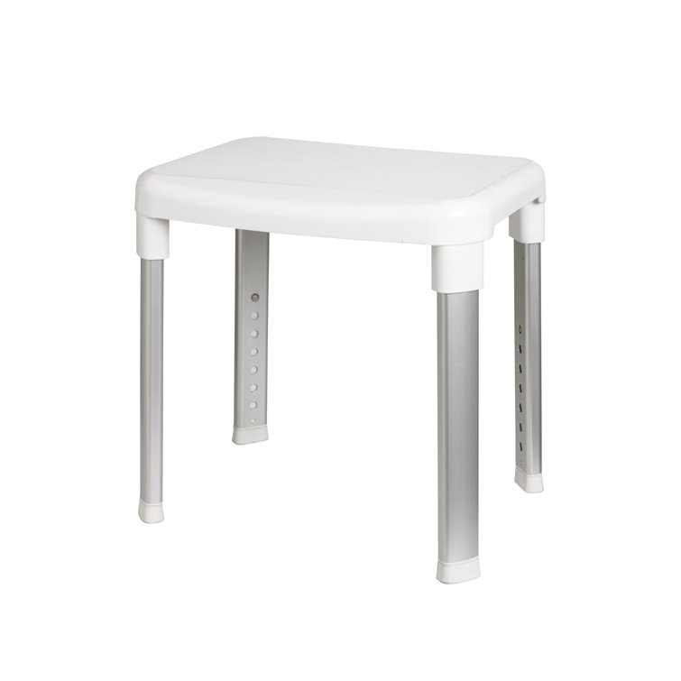 Adjustable White Plastic and Aluminum Shower Stool