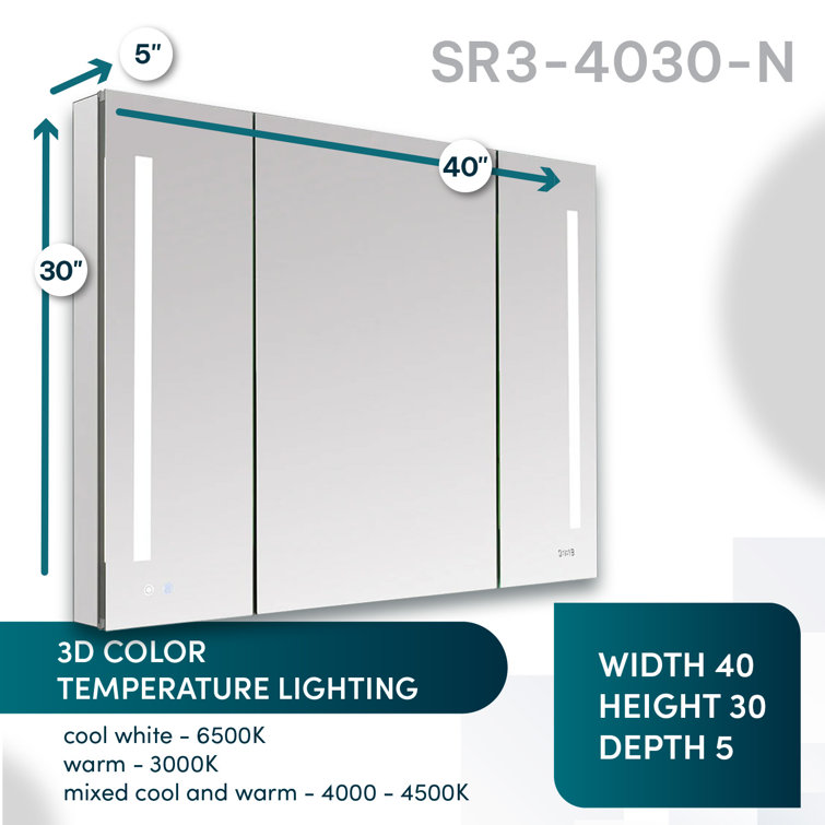 Signature Royale 40" x 30" LED Aluminum Medicine Cabinet