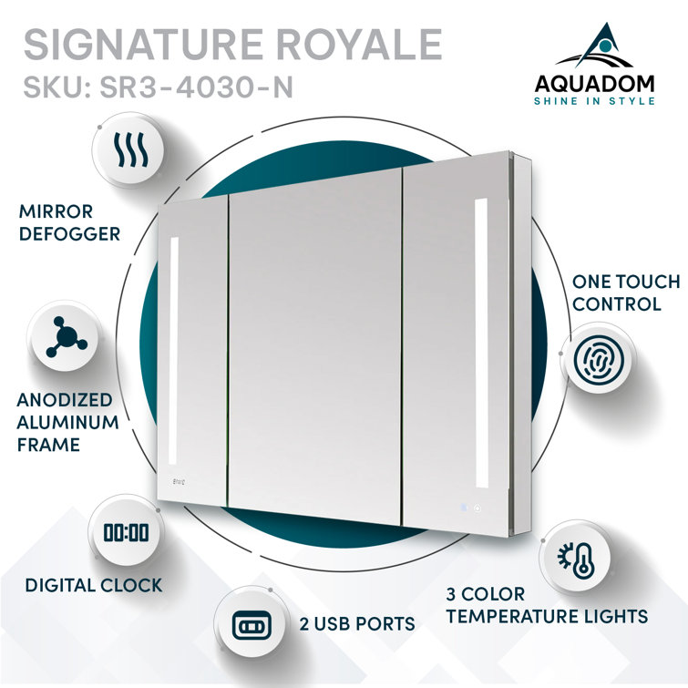 Signature Royale 40" x 30" LED Aluminum Medicine Cabinet