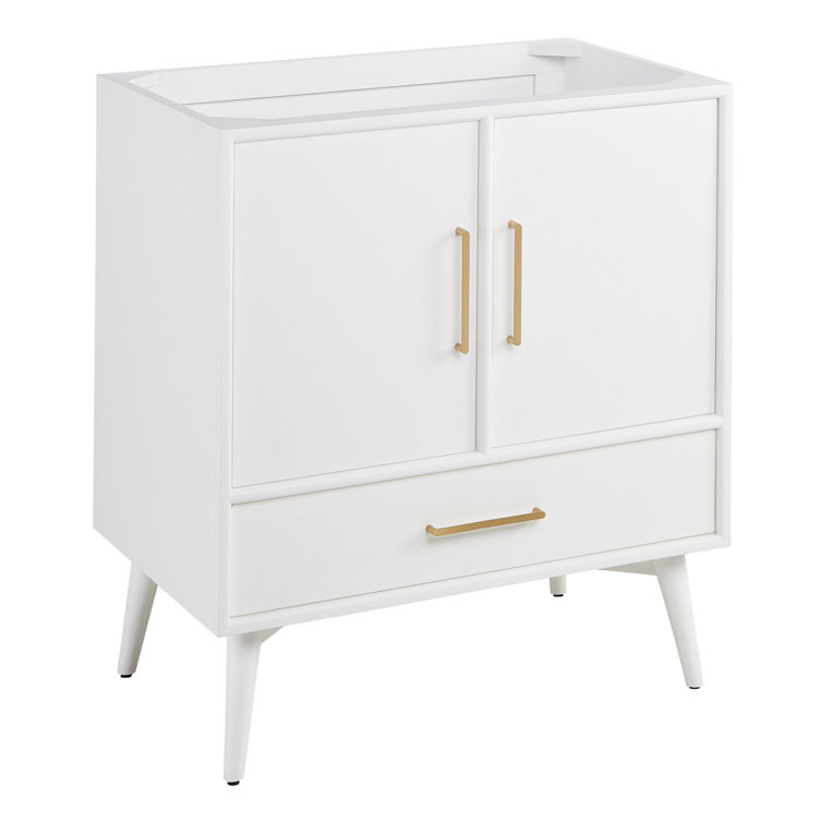 White Mahogany Single Bathroom Vanity with Carrara Marble Top