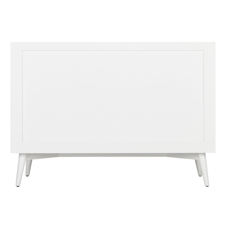 48" White Vanity with Carrara Marble Top and Brass Hardware