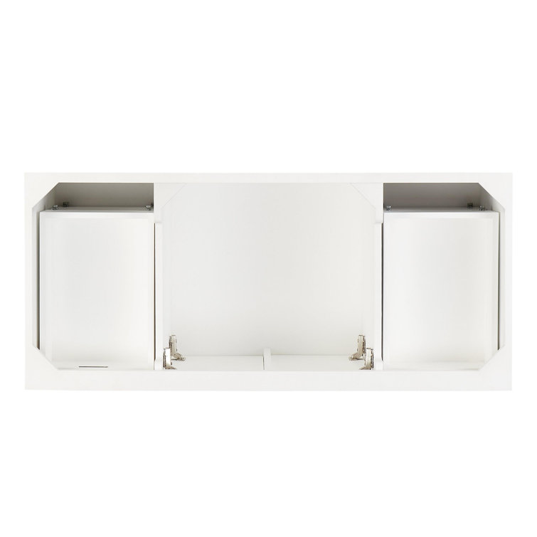 48" White Vanity with Carrara Marble Top and Brass Hardware