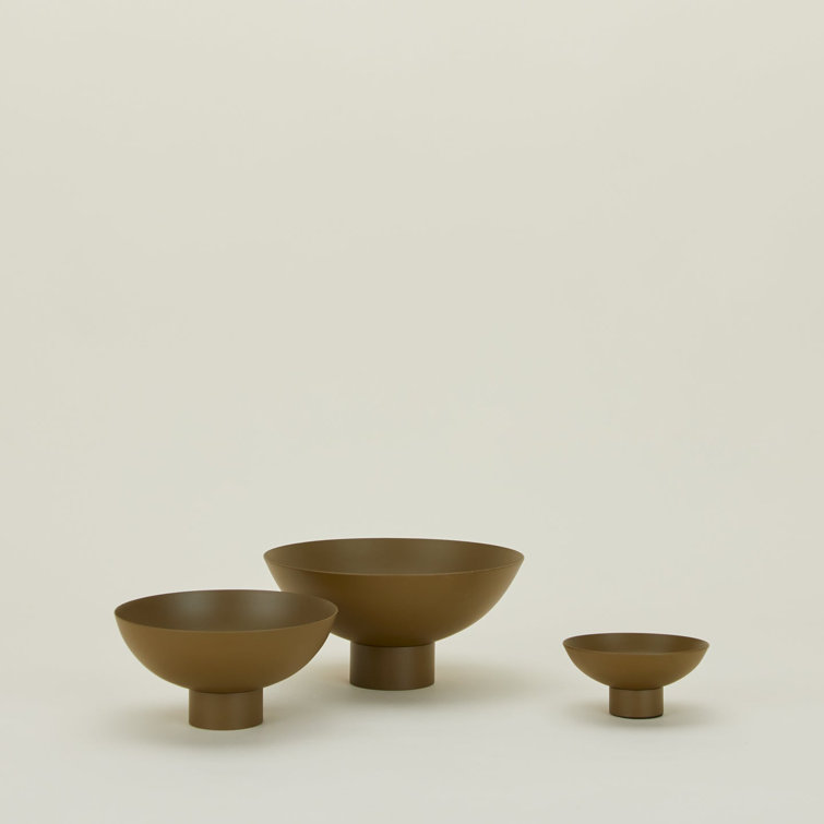 Medium Olive Stainless Steel Footed Bowl