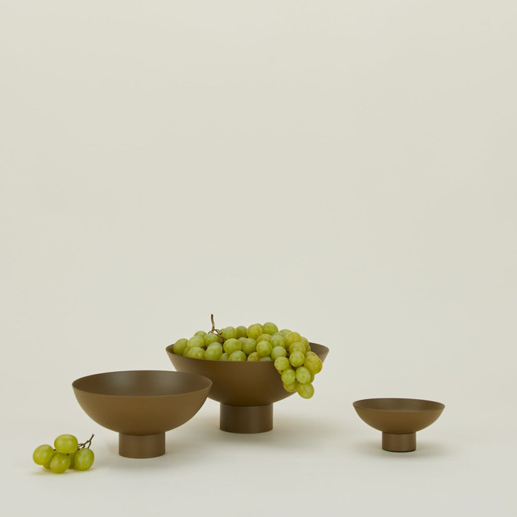 Medium Olive Stainless Steel Footed Bowl