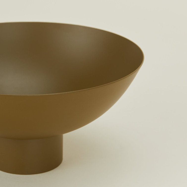 Medium Olive Stainless Steel Footed Bowl