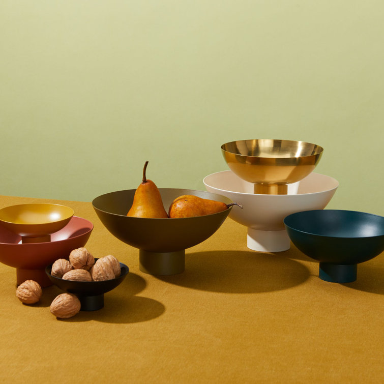 Medium Olive Stainless Steel Footed Bowl