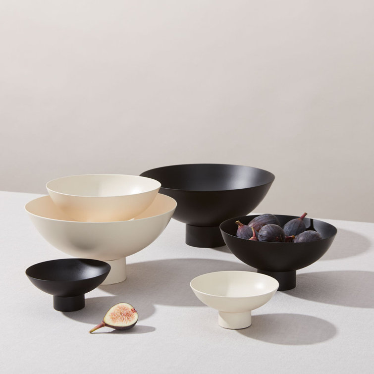 Ivory Small Powder-Coated Stainless Steel Footed Bowl