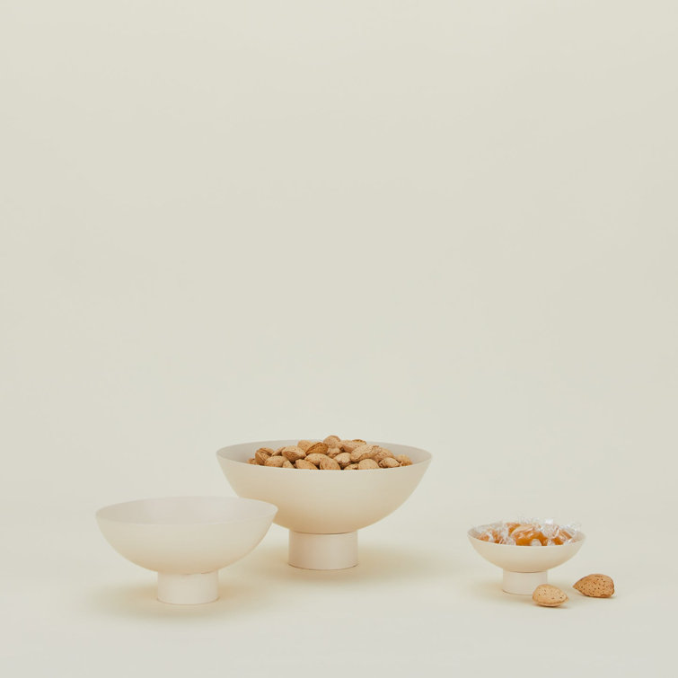 Ivory Small Powder-Coated Stainless Steel Footed Bowl