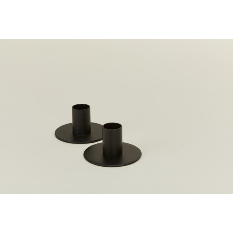Minimalist Black Stainless Steel Candlestick Set of 2