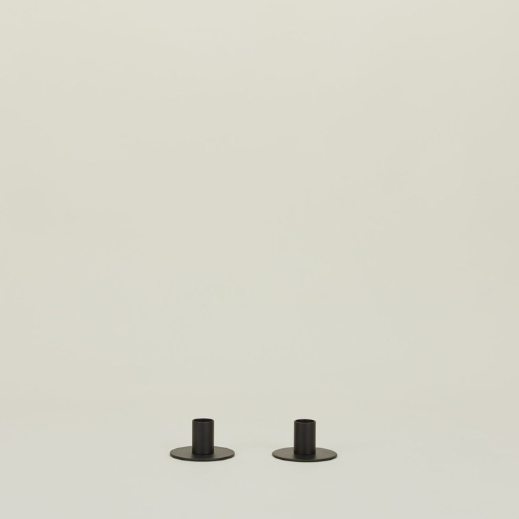 Minimalist Black Stainless Steel Candlestick Set of 2