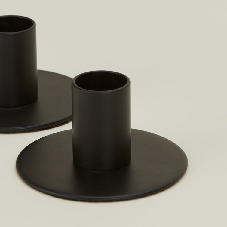 Minimalist Black Stainless Steel Candlestick Set of 2
