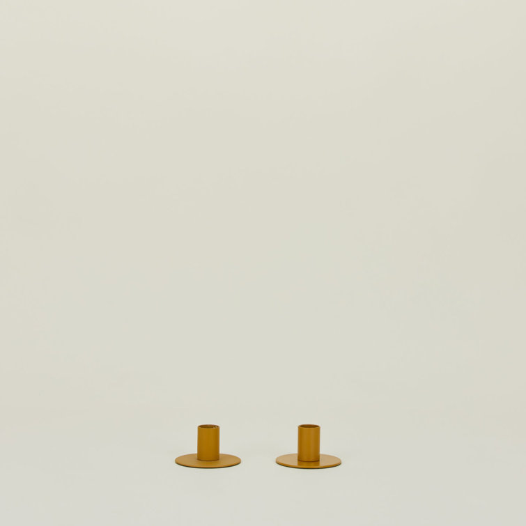 Mustard Stainless Steel Minimalist Candlestick Set of 2