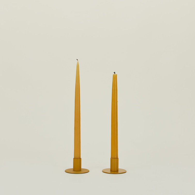 Mustard Stainless Steel Minimalist Candlestick Set of 2