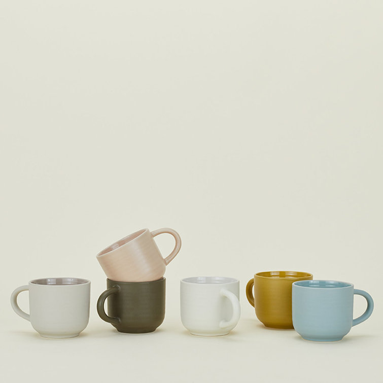 Blush Ceramic Rippled Coffee Mug Set