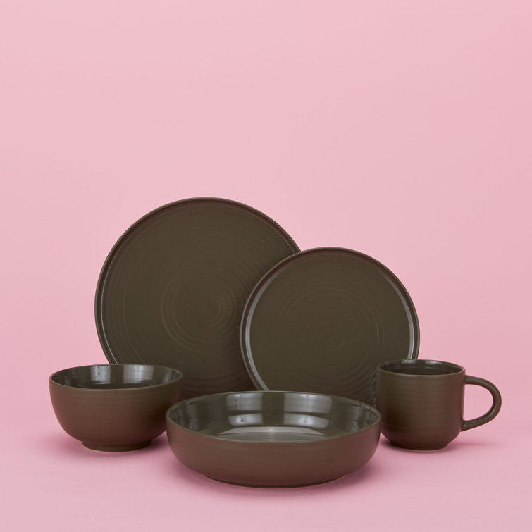 Olive Ceramic Microwave Safe Pasta Serving Bowls - Set of 4