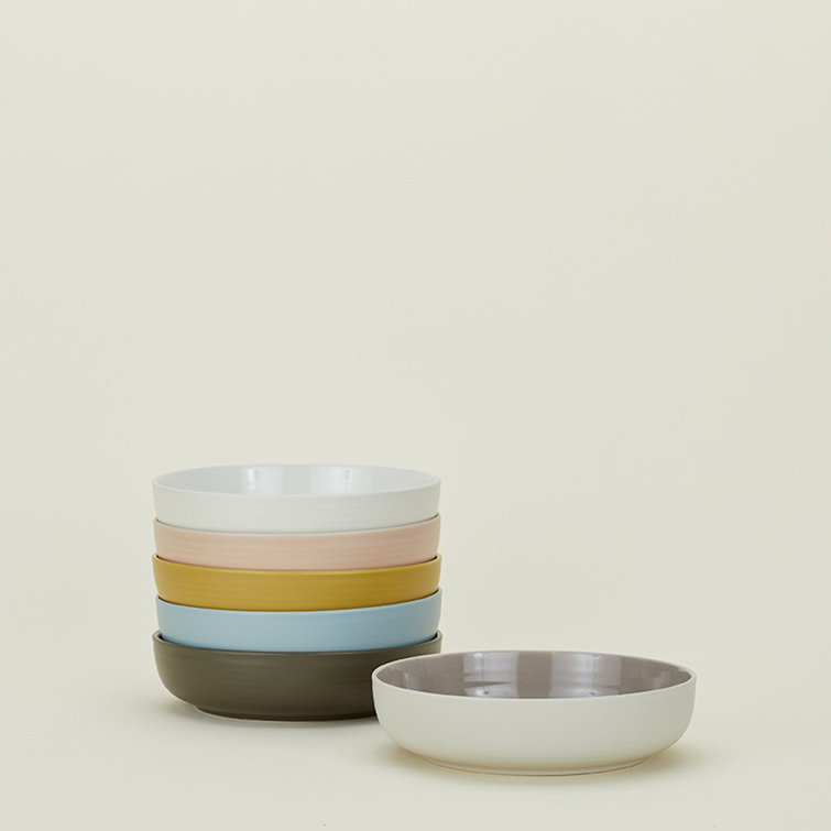 Olive Ceramic Microwave Safe Pasta Serving Bowls - Set of 4