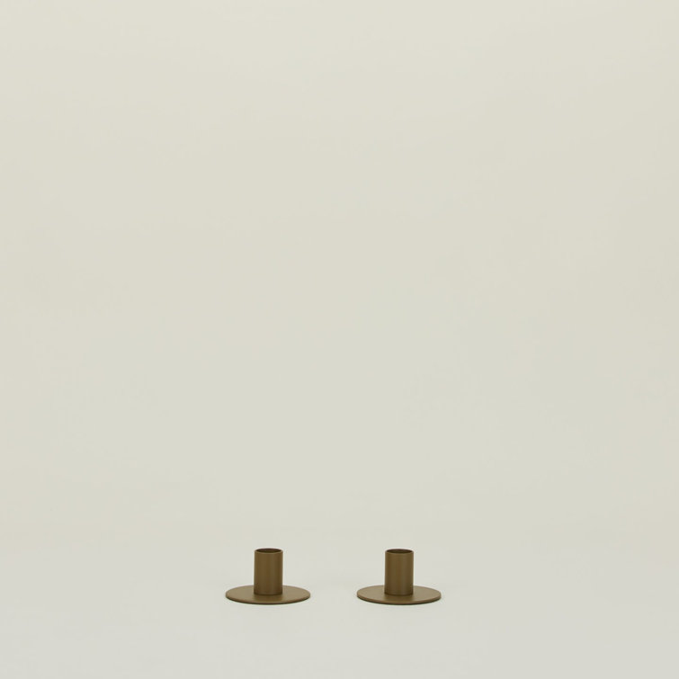 Olive Stainless Steel Minimalist Tabletop Candlestick Set