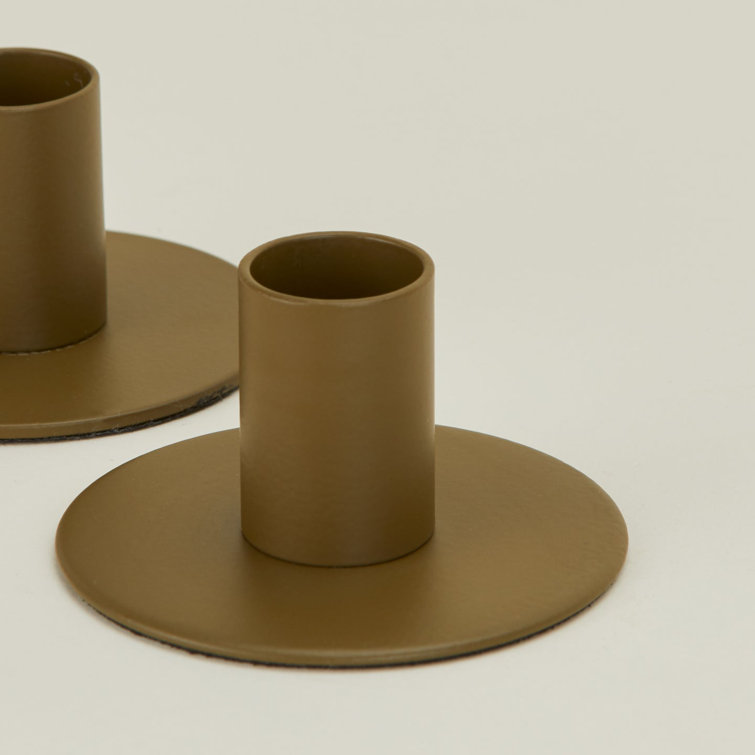 Olive Stainless Steel Minimalist Tabletop Candlestick Set