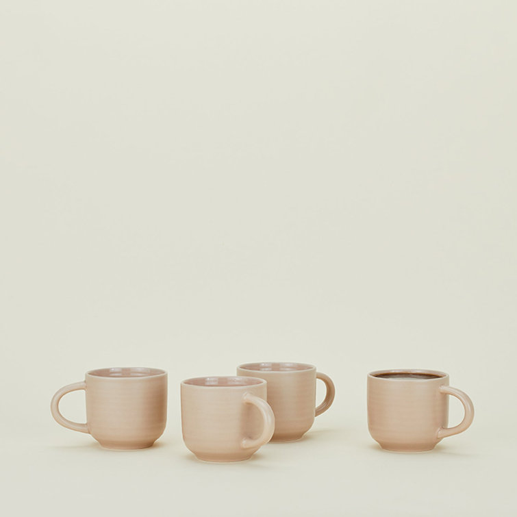 Blush Ceramic Rippled Coffee Mug Set