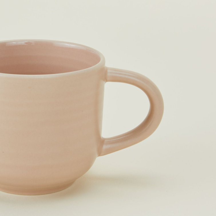 Blush Ceramic Rippled Coffee Mug Set