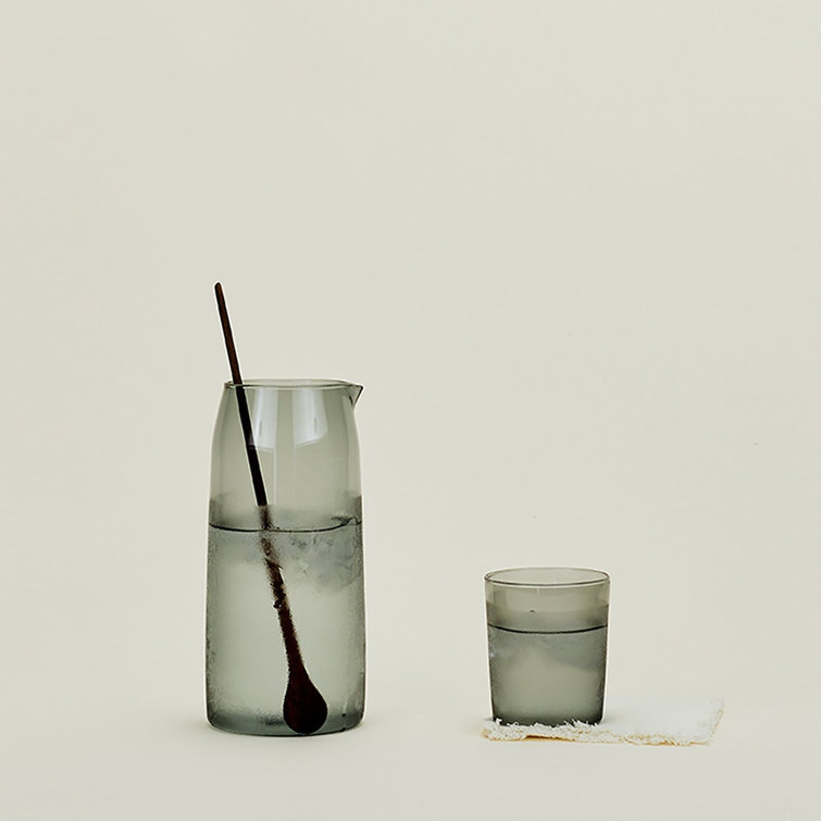 52oz Smoke Glass Pitcher with Retro Flair