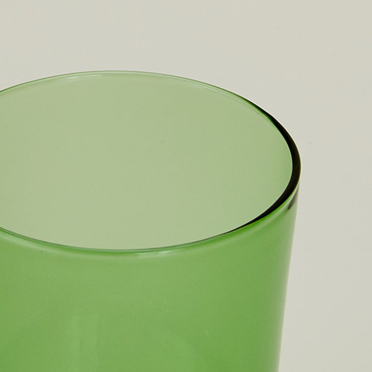 Large Olive Green Glass Drinking Set - 20 oz, Microwave and Dishwasher Safe