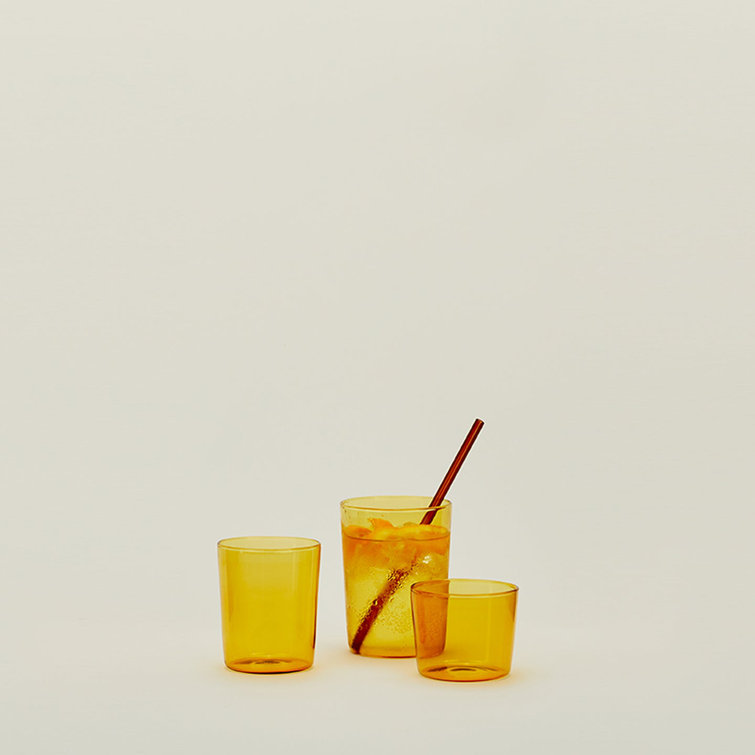 Amber Medium Glass Drinking Tumblers - Set of 4