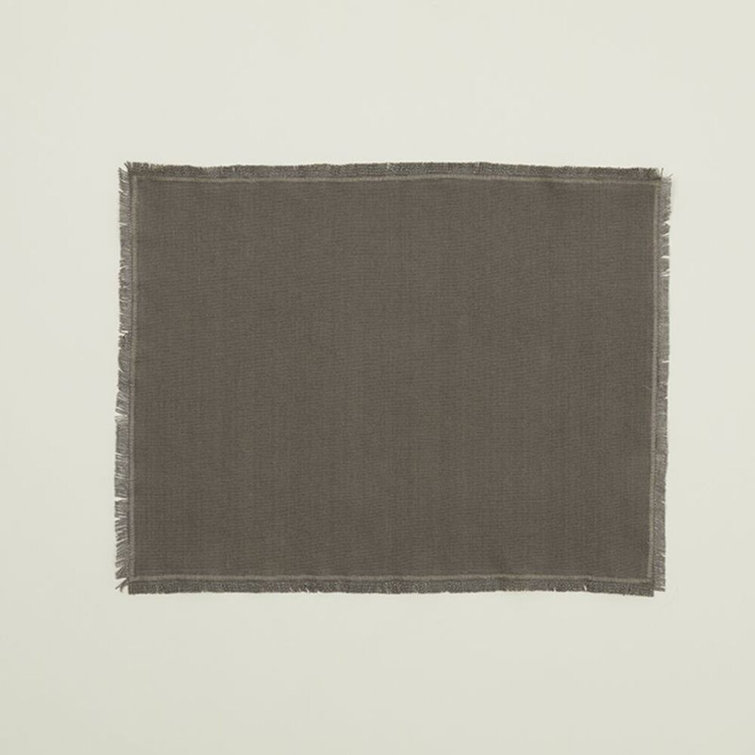 Dark Gray Cotton Fringed Edge Placemats - Set of 4