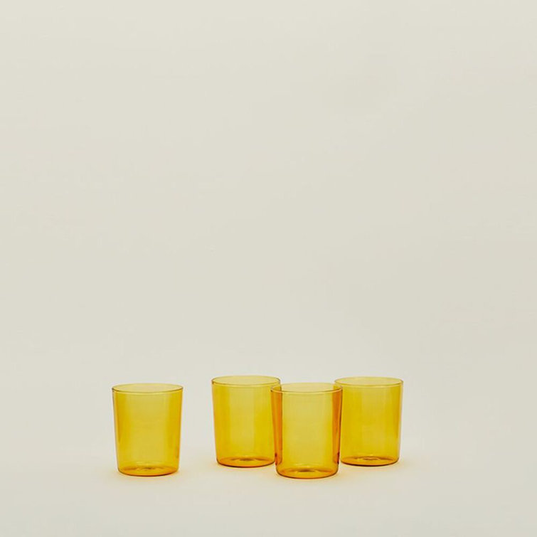 Amber Medium Glass Drinking Tumblers - Set of 4