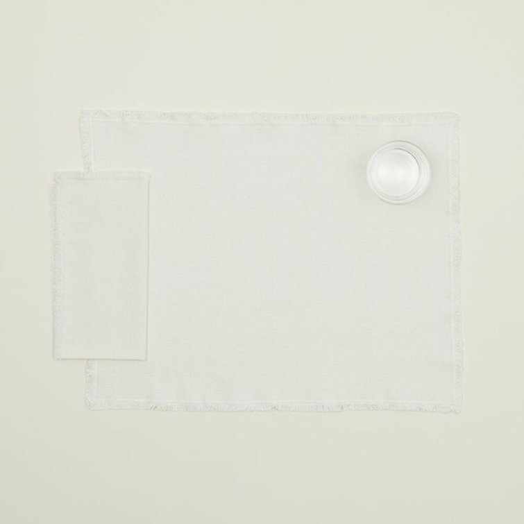 Ivory Cotton Fringed Placemats Set of 4