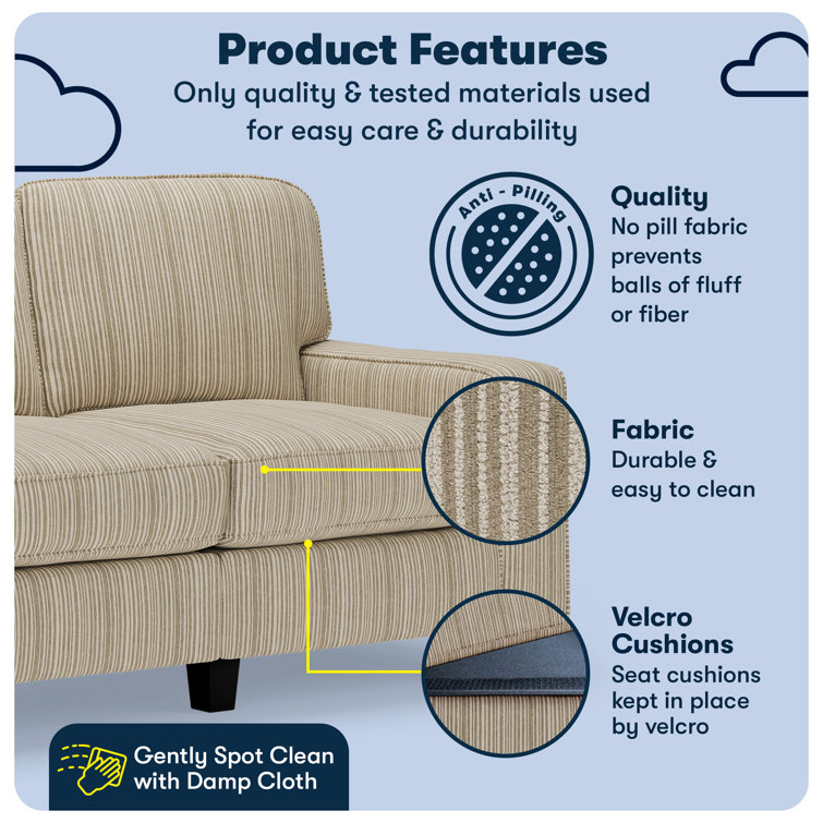 Beige Leather 61" Track Arm Loveseat with Pillow Back