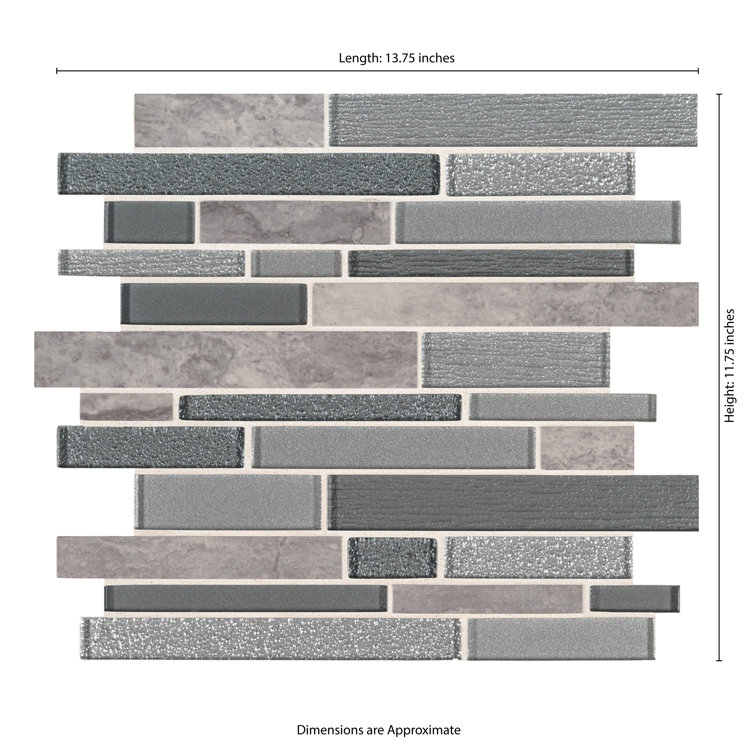 Smoky Alps Gray Porcelain and Glass Mosaic Wall Tile