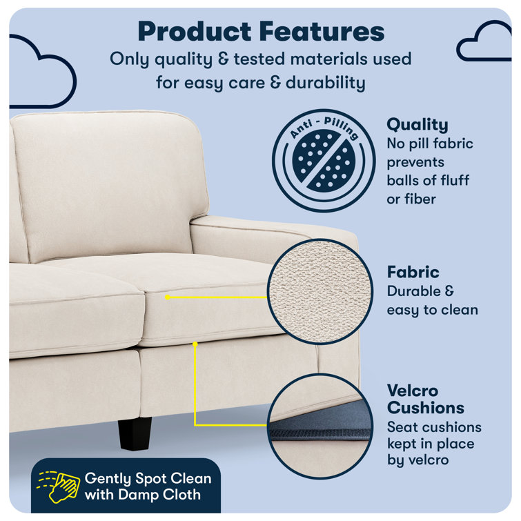 Serta Palisades 61" Cream Microfiber Loveseat with Pillow Back