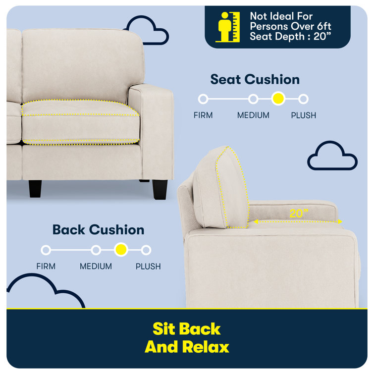 Serta Palisades 61" Cream Microfiber Loveseat with Pillow Back