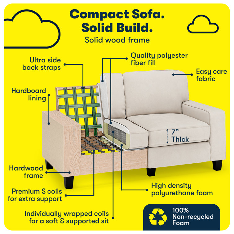 Serta Palisades 61" Cream Microfiber Loveseat with Pillow Back