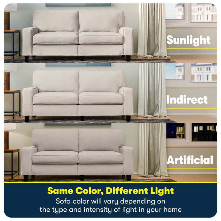 Serta Palisades 61" Cream Microfiber Loveseat with Pillow Back