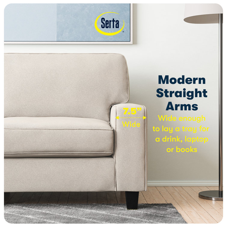 Serta Palisades 61" Cream Microfiber Loveseat with Pillow Back