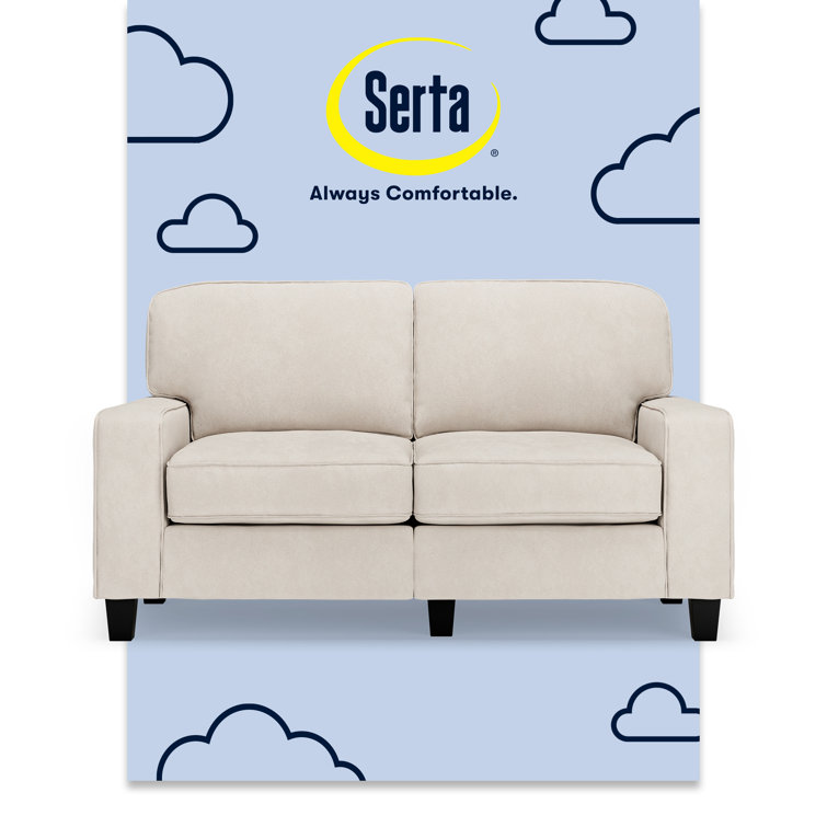 Serta Palisades 61" Cream Microfiber Loveseat with Pillow Back