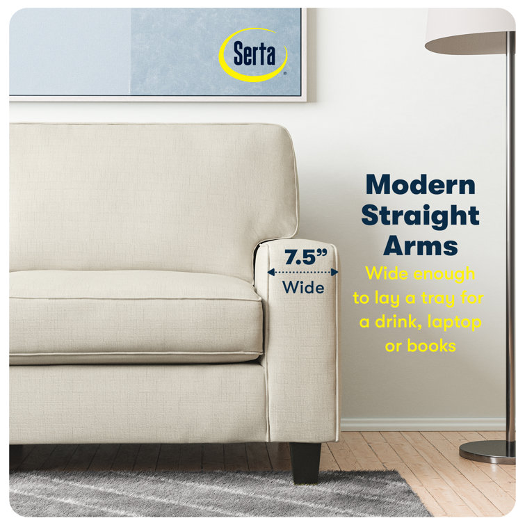 Buttercream Fabric Track Arm Loveseat with Removable Cushions