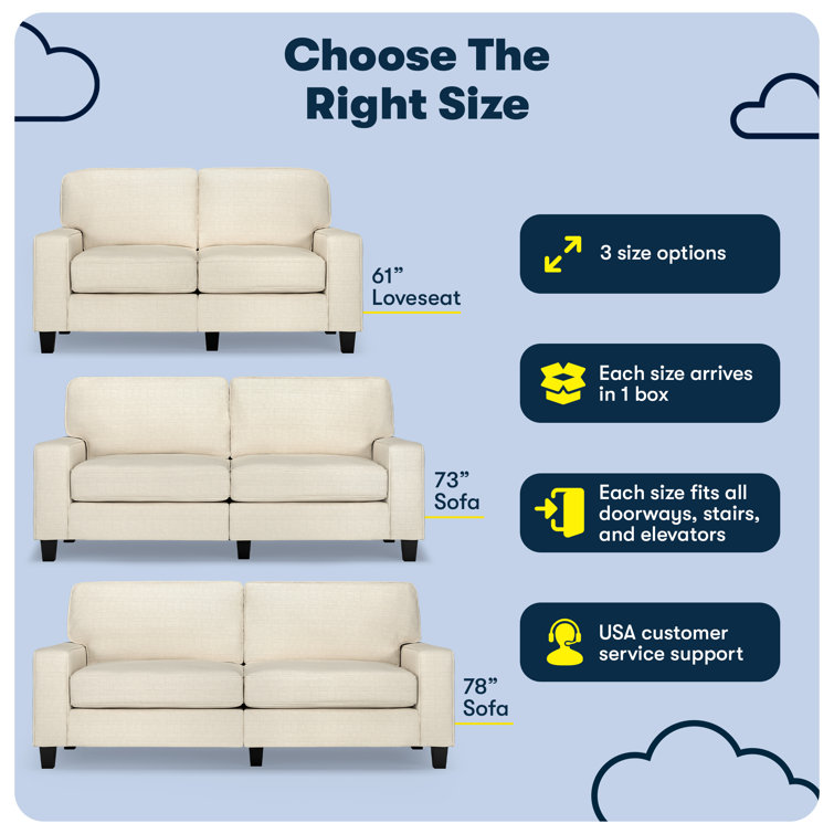 Buttercream Fabric Track Arm Loveseat with Removable Cushions