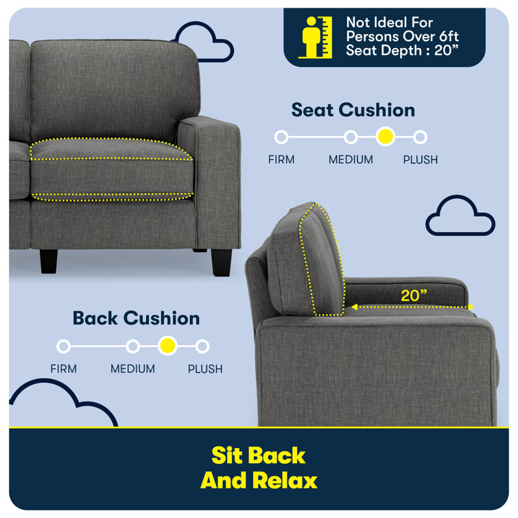 Gray Microfiber Track Arm Loveseat with Removable Cushions