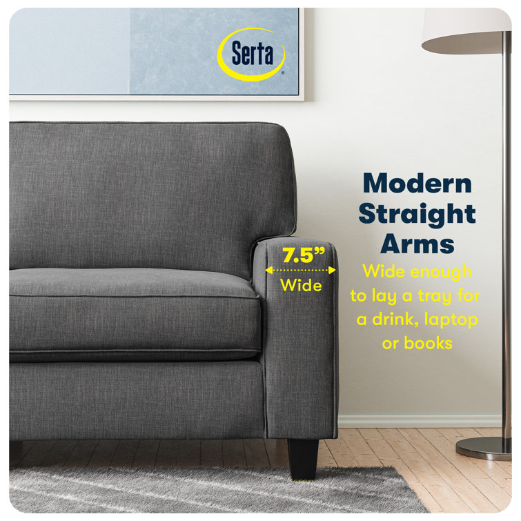 Gray Microfiber Track Arm Loveseat with Removable Cushions