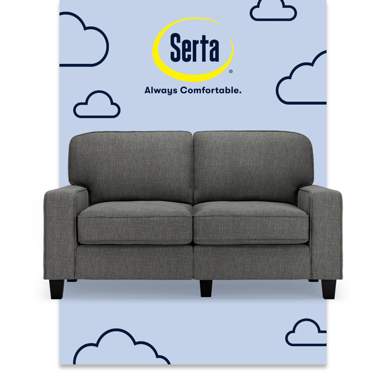 Gray Microfiber Track Arm Loveseat with Removable Cushions
