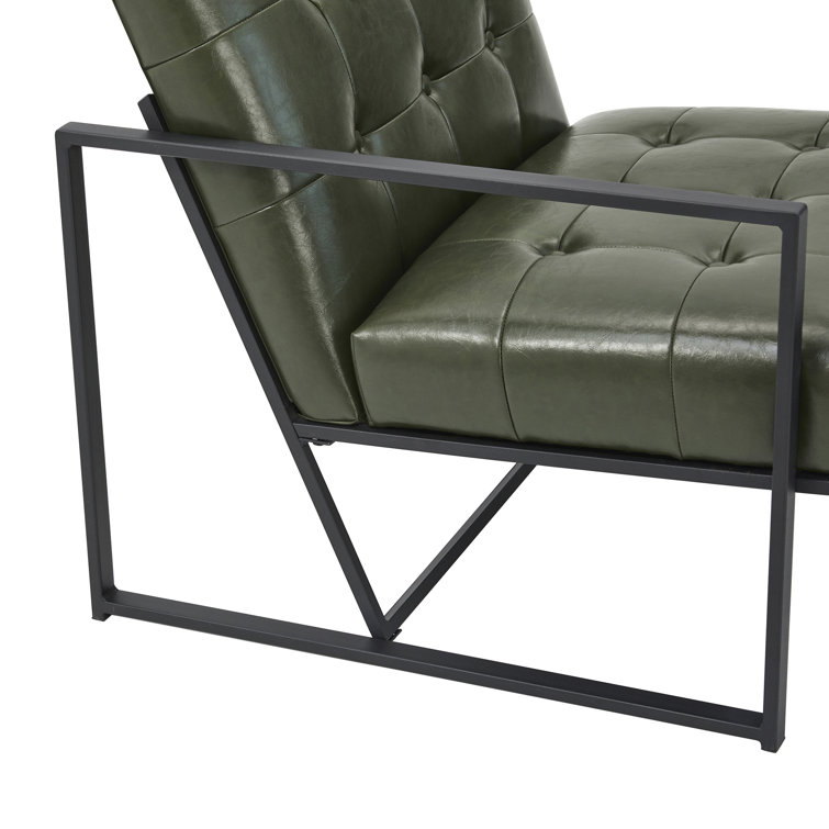 Hunter Green Faux Leather and Chrome Accent Chair Set