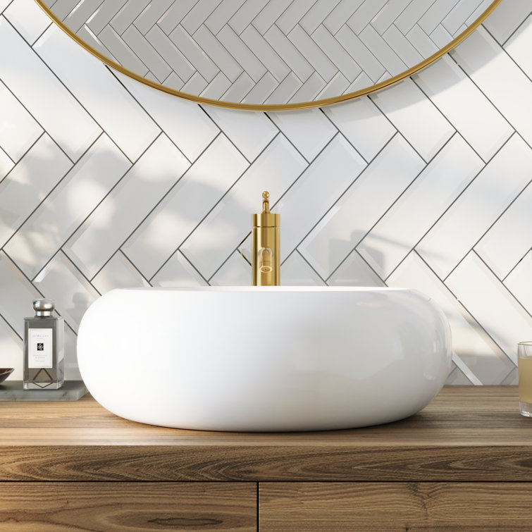 DeerValley 20" Round White Ceramic Vessel Bathroom Sink