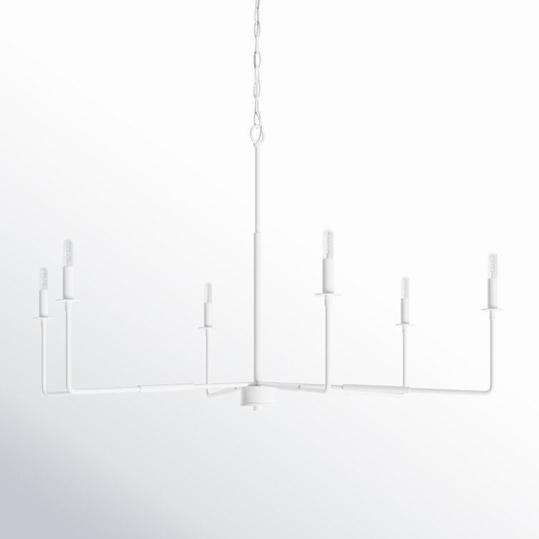 Bisque White 6-Light Transitional Metal Chandelier