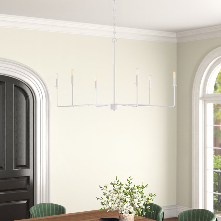 Bisque White 6-Light Transitional Metal Chandelier