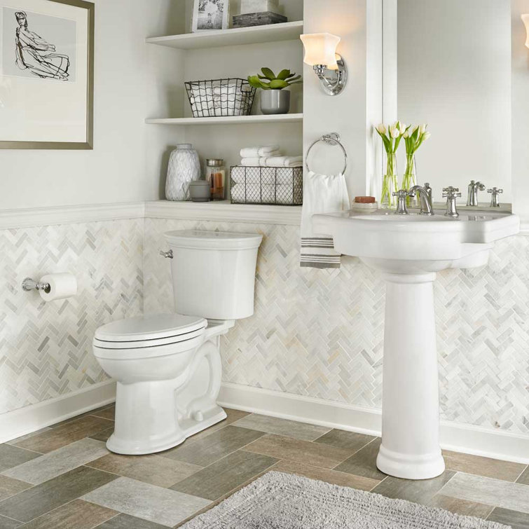 Heritage White Vitreous China Elongated Dual Flush Toilet